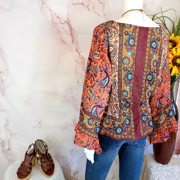 Free People gorgeous print surplice wrap top - Picture 14 of 14